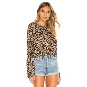 LNA Nat Long Sleeve Tee Leopard Size Large New